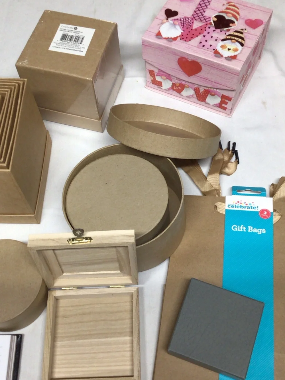 gift box lot ,, 18 boxes,, Gnome Gift Box with Hearts